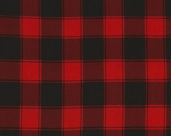 Timeless Treasures~Holiday~Large Buffalo Check~Red/Black~Cotton Fabric by the Yard or Select Length C5784-RED