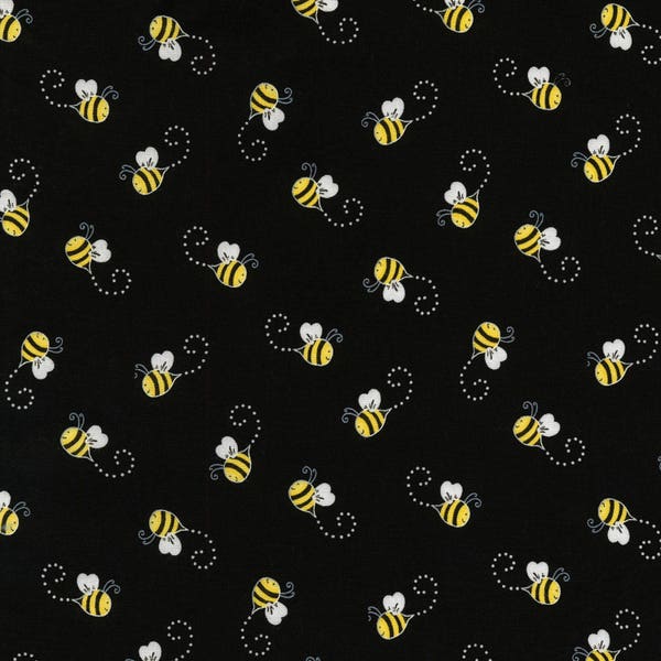 Timeless Treasures~You Are My Sunshine~Bees~Black~Cotton Fabric by the Yard or Select Length C5496-BLK