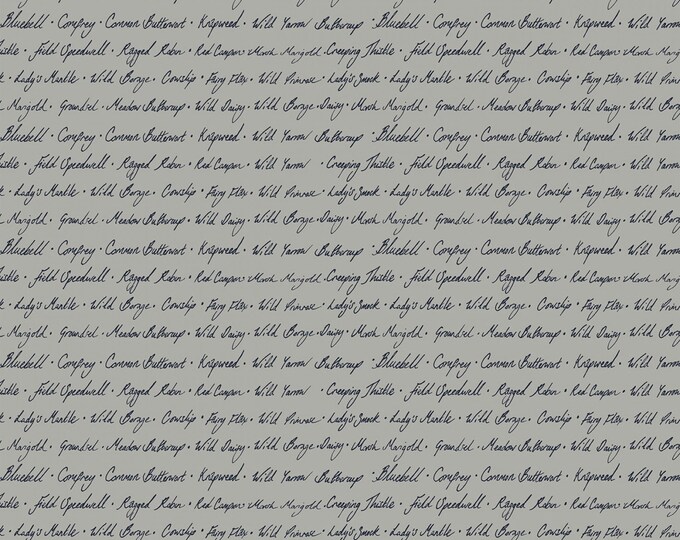 Eob~windham - Midsummer - Wildflower Script - Sage - Cotton Fabric by ...