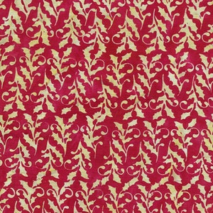 Tela batik de isla, vacaciones en casa, acebo, cereza roja, algodón, cortada a medida o con largo seleccionado 122212360