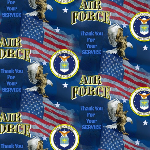 EOB~Sykel Enterprises~Military Prints~Air Force Flags~Multi-Cotton Fabric by the Yard or select length 1253AF-X