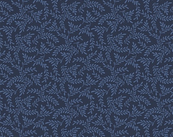 Wilmington Prints~Essentials Basics~Sprigs~Navy~Cotton Fabric by the Yard or Select Length 39095-444