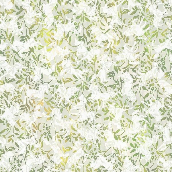 In The Beginning~Unicorns~Vines and Unicorns~Digital Print~Green~Cotton Fabric by the Yard or Select Length 6UN-2