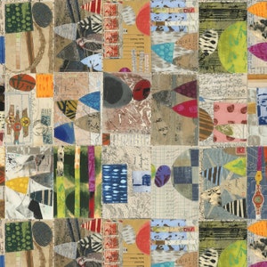 Windham Fabrics ~Random Minds von Marcia Derse~Postcards Vorderseite~Multi~Baumwollstoff Massenware oder Länge auswählen 52988D-1