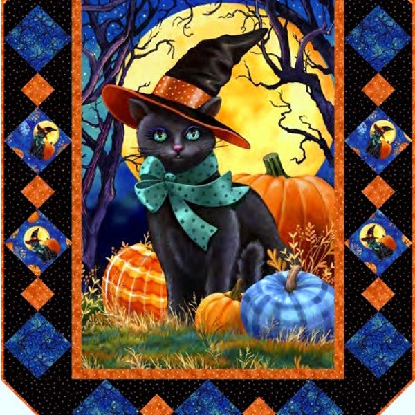 Quilt Kit~Abra Cat Dabra~36" x 68" Halloween Cat Panel Wall Quilt (includes fabric for top of quilt and binding) AAFQK-940