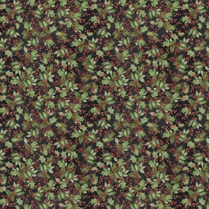 EOB~Wilmington Prints~Winter Forest~Holly & Berries~Black~Cotton Fabric by the Yard or Select Length 39692-973