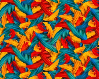 Windham Fabrics~Tropical Paradise~Feathers~Multi~Cotton Fabric by the Yard or Select Length 53931-5