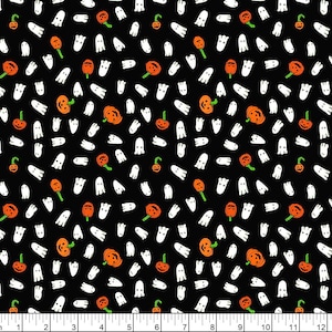 Free Spirit~Scaredy Cat by Rachel Hauer~Trick or Treat~Black~Cotton Fabric by the Yard or Select Length PWRH036-BLACK