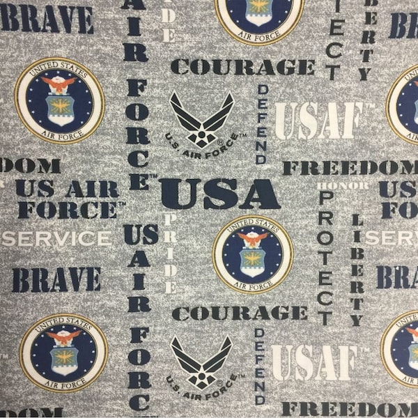 Sykel Enterprises~Military Prints~Air Force Seal~Grey~Cotton Fabric by the Yard or Select Length AIRFORC-1181