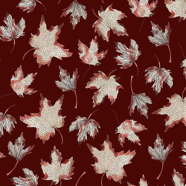 Figo~After the Rain~Leaves~Dark Brown~Cotton Fabric by the Yard or Select Length 90162-29