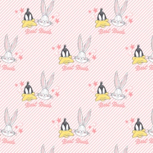 Camelot~Looney Tunes Little Dreamer~Bugs and Daffy Best Buds~Lt Pink~Cotton Fabric by the Yard 23600127-2
