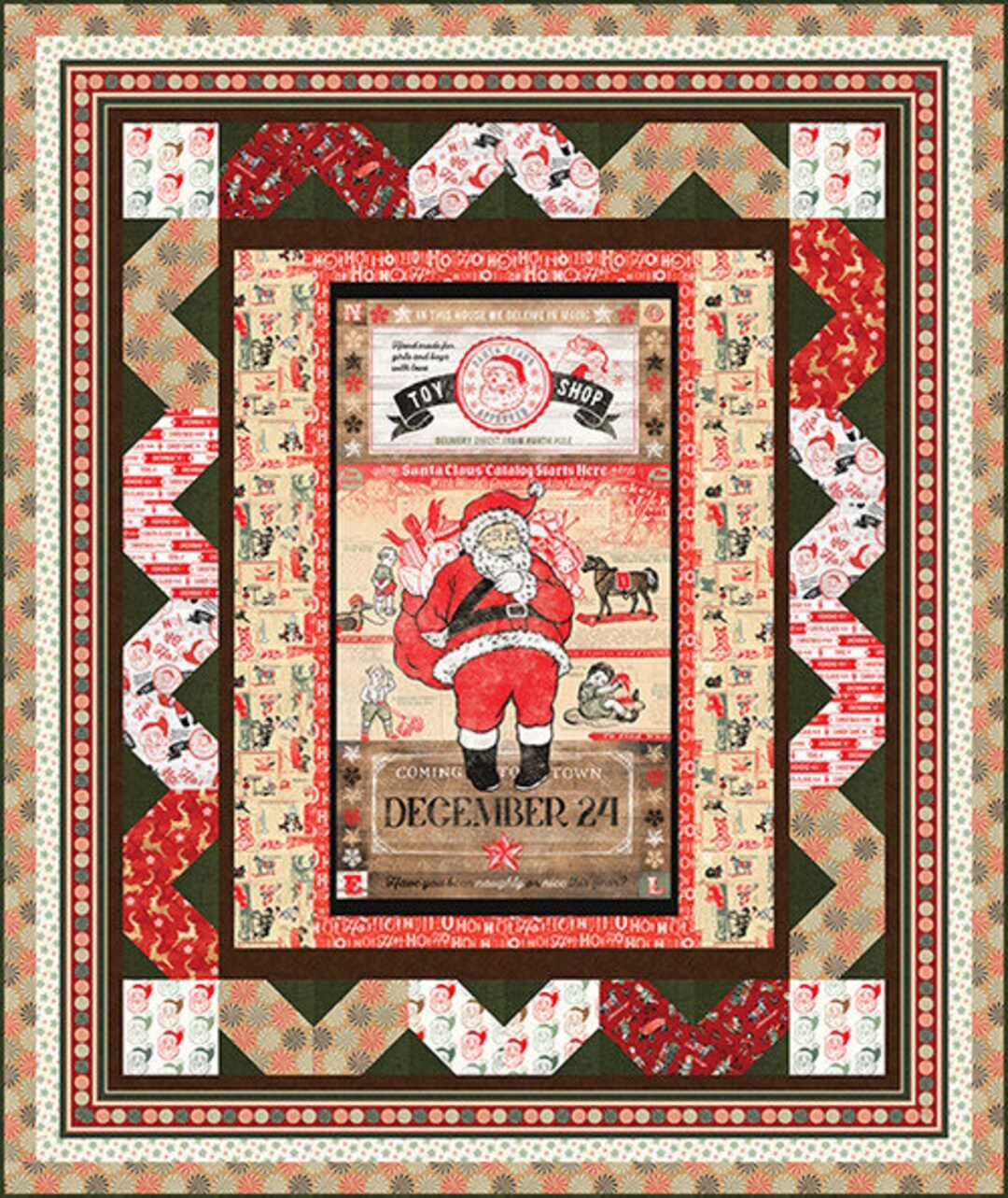 Quilt Kit~vintage Whisper From Santa~63" X 75" Vintage Santa Panel ...