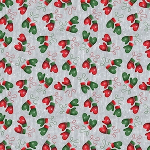 Blank Quilting~Joyful Tidings~Mittens~Light Gray~Cotton Fabric by the Yard or Select Length 1565-90