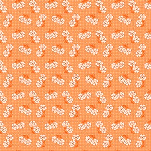 May include: A seamless pattern featuring white stylized flowers on an orange background. The flowers are arranged in a repeating pattern, creating a delicate and feminine design.