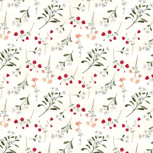 Wilmington Prints~Peach Whispers~Small Flower Toss~Cream~Cotton Fabric by the Yard or Select Length 83320-273