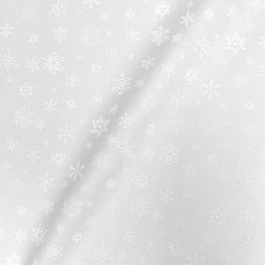 EOB~Elizabeths Studio~Landscape Medley~Snowflakes~White on White~Cotton Fabric by the Yard or Select Length 676E-WHITE