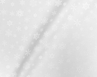 Elizabeths Studio~Landscape Medley~Snowflakes~White on White~Cotton Fabric by the Yard or Select Length 676E-WHITE