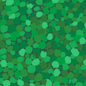 May include: Abstract pattern featuring overlapping organic shapes in various shades of green, including light, medium, and dark tones. The shapes are irregularly shaped and scattered across a dark gray background, creating a textured, naturalistic design.