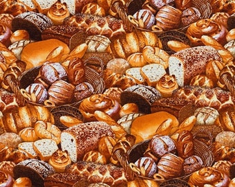 Elizabeths Studio Food Festival Breads Multi Baumwollstoff Schüttgut oder Länge auswählen 395E-MLT