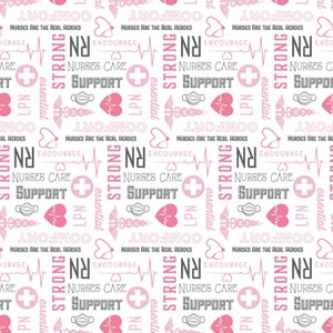 White Nobody Fights Alone Riley Blake Cotton Fabric by the Yard C10422R-WHIT First Responders Nurse