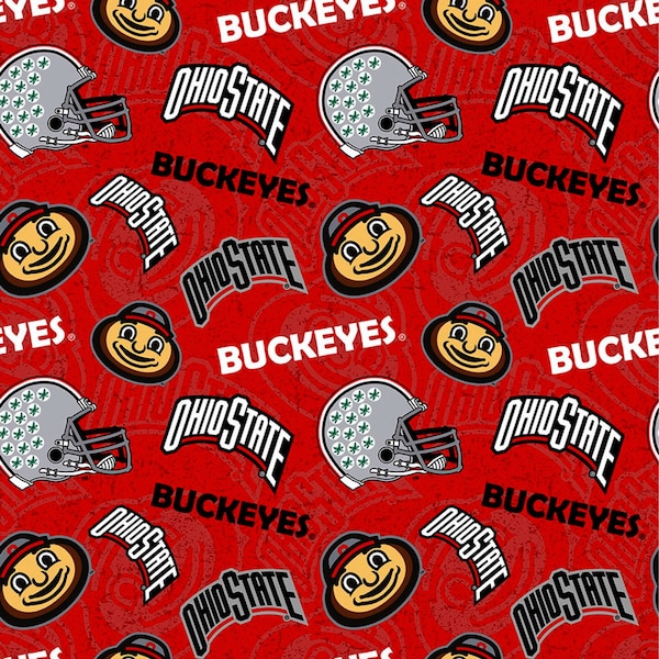 Sykel Enterprises~College Cottons~NCAA Ohio State Buckeyes~Scarlet~Cotton Fabric by the Yard OHS-1178