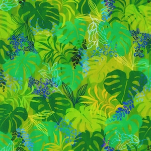 Robert Kaufman~Midnight in the Jungle~Leaves~Moss~Cotton Fabric by the Yard or Select Length SRKD2197145