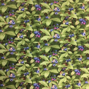 EOB~Elizabeths Studio~Berry Good~Blueberries~Green~Cotton Fabric by the Yard or Select Length 151E-GRN