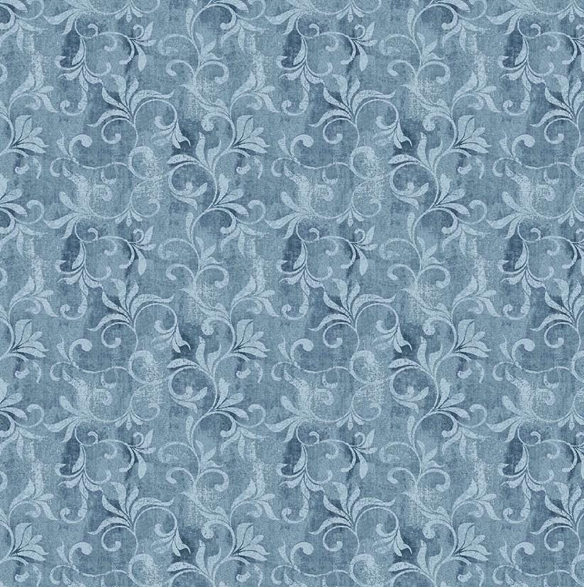 EOB~Blank Quilting~Autumn Vibes~Scroll Allover~Blue~Cotton Fabric by the Yard or Select Length 4076-11