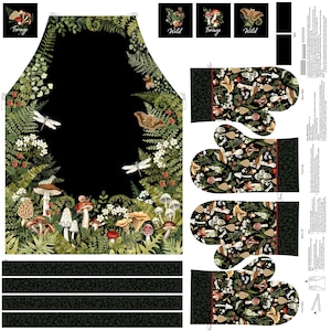 Northcott~Wild Harvest~44&quot; x 43.75&quot; Apron Panel~Digital~Black~Cotton Fabric by the Panel DP27518-99