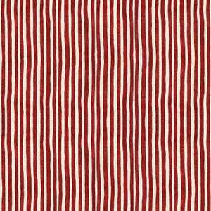 May include: A seamless pattern featuring vertical red and off-white stripes. The stripes have a slightly wavy, hand-drawn appearance, creating a textured and artistic look. The design is suitable for various applications, such as fabric or wallpaper.