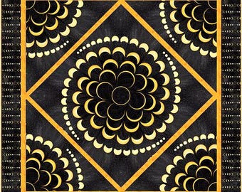 Kit de courtepointe ~ Kaléidoscope Eclipse ~ 74 x 74 po. Jeté Dream Big Eclipse ~ Onyx (motif et tissu pour le dessus de la courtepointe et la reliure) AAFQK-1439