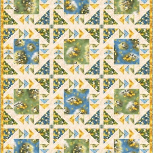 Quilt Kit~Chickadees and Sunshine~59&quot; x 78.5&quot; Chickadees Throw Quilt (includes fabric for top of quilt and binding) AAFQK-1130