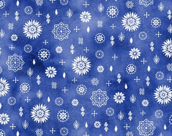 Wilmington Prints~Indigo Splash~Medallion Ditsy~Blue~Cotton Fabric cortado a medida o Seleccionar longitud 15713-411