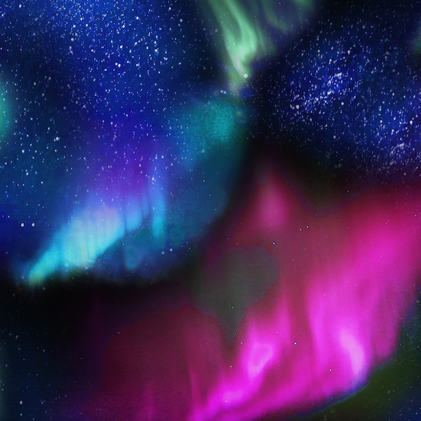 Tesori senza tempo~Aurora boreale~Aurora Sky~Notte~Tessuto tagliato su misura o Seleziona lunghezza C6792-NIGHT