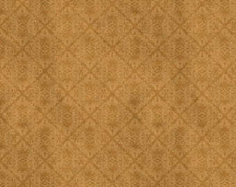 Tela de algodón damasco dorado con estampados carmesí de Wilmington, cortada a medida o con largo seleccionado 30097-555