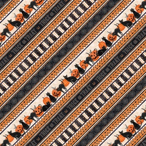 Wilmington Prints~Miau-Gical Nacht~Nacht Ticking~Orange/Cotton~Baumwollstoff als Meterware oder in der gewünschten Länge 96479-892