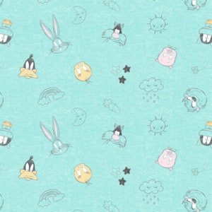 Camelot~Looney Tunes Little Dreamer~Characters on Heather~Lt Blue~Cotton Fabric by the Yard 23600123-2