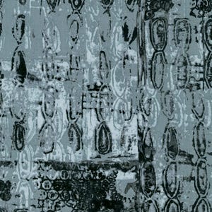 May include: Abstract pattern in grey, black, and white. The design features overlapping shapes, including ovals and irregular forms, creating a textured, layered effect. The overall aesthetic is modern and artistic.