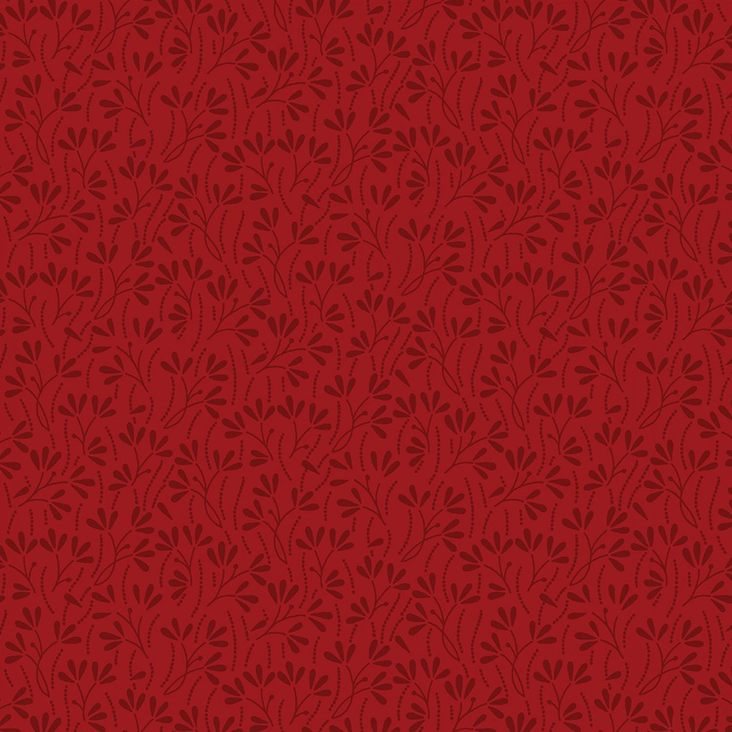 Wilmington Prints ~ Essentials Red Carpet ~ Sprouts ~ Rouge sur rouge ~ Tissu en coton par mètre ou longueur sélectionnée 39093-333