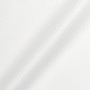 May include: White fabric with a subtle, repeating pattern of small circles.