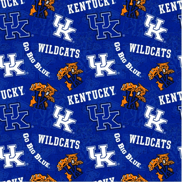 Sykel Enterprises~College Cottons~NCAA Kentucky Wildcats Tone on Tone~Blue~Cotton Fabric by the Yard or Select Length KY-1178