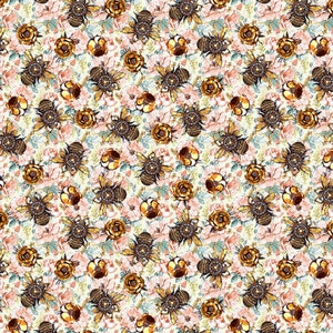 Blank Quilting~Time Travel~Bees on Flowers~Pink~Cotton Fabric by the Yard or Select Length 3009-22