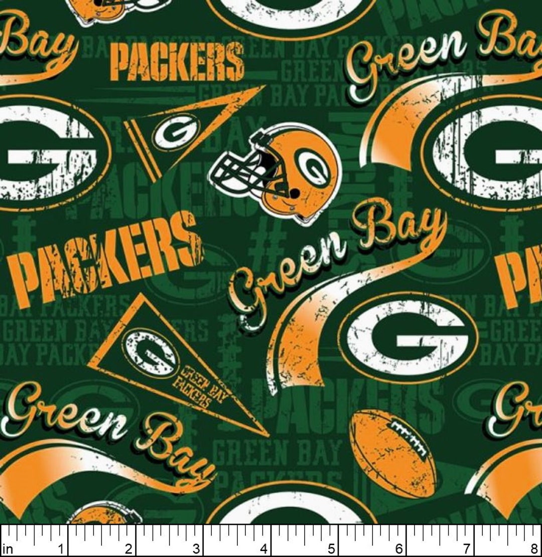 Packer Material Fabric Traditions~nfl Cotton~green Bay Packers~green~cotton Broadcloth ...