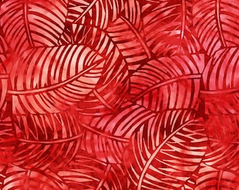 Wilmington Prints~Essential 108" Wide Backing~Palm Leaves~Red~Cotton Fabric by the Yard or Select Length 2087-333