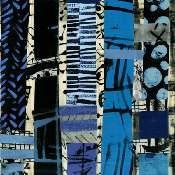 Windham~The Blue One by Marcia Derse~Geometric Totem~Digital~Multi~Cotton Fabric by the Yard or Select Length 52186D-X