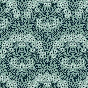 Free Spirit~Buttermere by The Original Morris & Co~Michaelmas Daisy~Mint~Cotton Fabric by the Yard or Select Length PWWM035-MINT