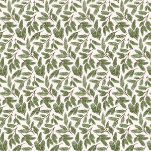 Poppie Cotton~Prairie Christmas~Pine Boughs~Natürlich~Baumwollstoff Meterware oder Länge auswählen PC24356