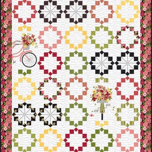 Quilt Kit - Pedal Pusher Remix - 70&quot; x 82&quot; Petals and Pedals Quilt (Includes Pattern and Fabric for Top of Quilt and Binding) KT-11140
