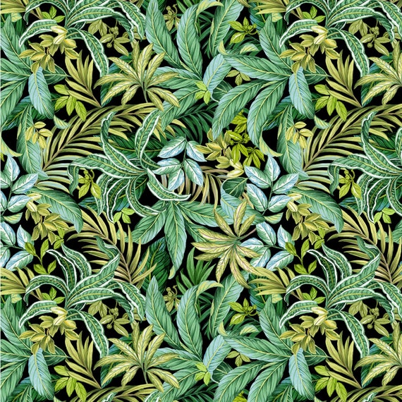 Michael Millerexoticajungle Foliageblackcotton Fabric by the Yard or Select  Length DCX10275-BLAC 