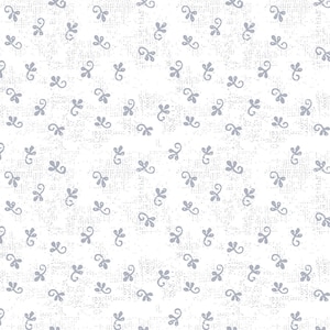 May include: A seamless pattern featuring a repeating design of small, stylized gray floral sprigs on a white background.